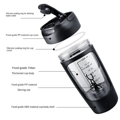 650Ml USB Electric Portable Whey Protein Shaker Bottle Fully Automatic Stirring Cup Rechargeable Gym BA Free Cocktail Blend